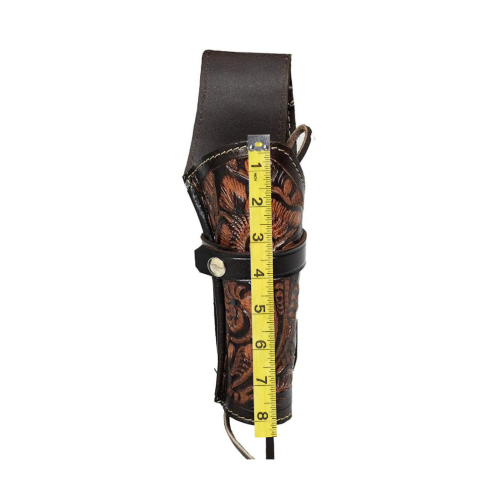 Hip Draw Tooled Leather Holster  - Brown